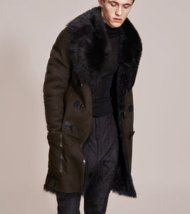 OPSUNDBAY - MENS BROWN SHEARLING COAT by Menswear Designer Dianna Opsund Bay