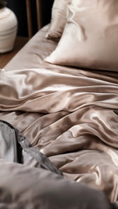 Bed with OPSUNDBAY Premium Silk Collection in 22 momme Mulberry silk