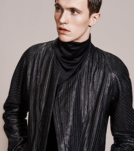 OPSUNDBAY - MENS EMBOSSED LEATHER JACKET by Menswear Designer Dianna Opsund Bay